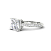 2.50Ct Princess Cut Moissanite Women Engagement Ring 14K White Gold Plated